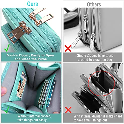 Crossbody Cellphone Purse Women Touch Screen Bag RFID Blocking Wallet Handbag Shoulder Strap - color: Lightgreen-small, size: Small