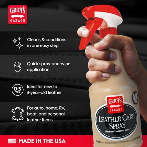 Griot's Garage Leather Care Spray, Car Seat Cleaner and Conditioner for Upholstery, Furniture, Clothing, and More, 10994, 22oz - size: 22 Fl Oz (Pack of 1)