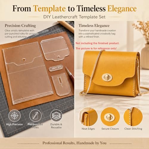 RIVEENY Leather Patterns for Leatherwork, Leather Craft Acrylic Patterns, Acrylic Leather Patterns Templates for Envelope Purse Women's Evening Handbags