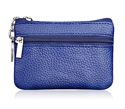 Keychain Purse Small, iToolai Women's Genuine Leather Zipper Mini Coin Bag Credit Card Holder (Royal Blue) - color: Royal Blue