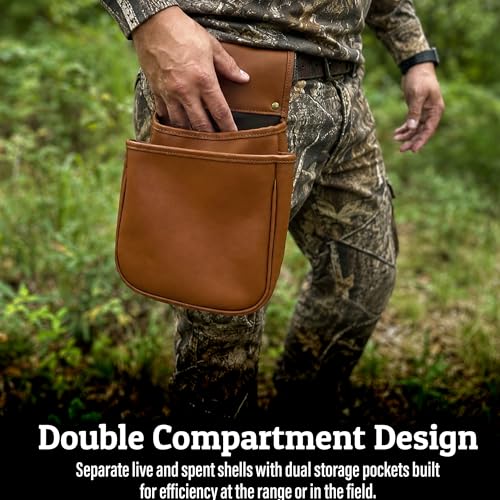 Sarge Regal Shotgun Shell Bag, Top Grain Leather Hunting Pouch, Belt Loop