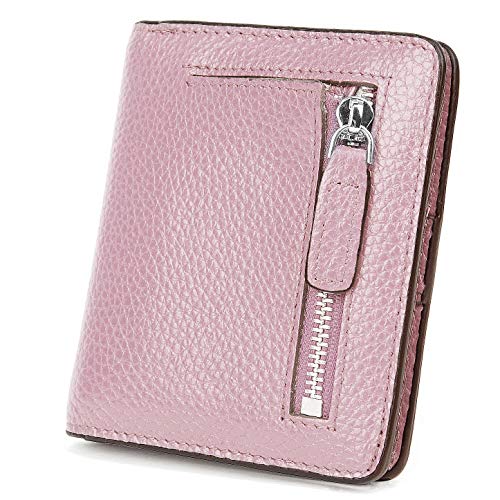 Small Leather Wallet for Women, Ladies Credit Card Holder RFID Blocking Women's Mini Bifold Pocket Purse - color: Light Pink Rfid Blocking