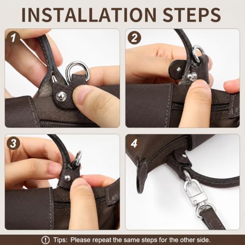 Purse Straps Replacement, Leather Handbag Crossbody Shoulder Strap Kit Adjustable for Mini Longcamp Tote Bag Women - color: Mocha