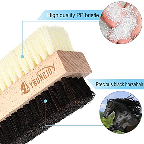 YoungJoy Dual Sided Sneaker Shoe Cleaner Brush Set Shoes Clean Brush Kit Horsehair Boar and Plastic Bristles with Microfiber Cloth (C) - style: C