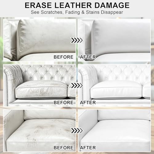 STARTSO WORLD Leather Recoloring Balm - Repair Kit for White Furniture and Car Seats | Scratch Remover, Restores Faded Leather - color: White, size: Leather Recoloring Balm