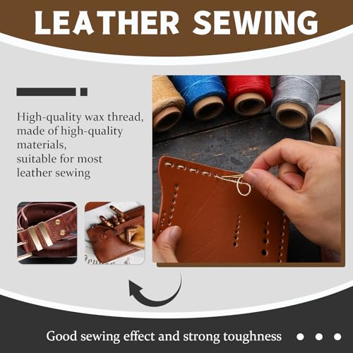 Jupean Waxed Thread for Leather Threads Wax Thread for Leather Sewing - color: Lake Blue