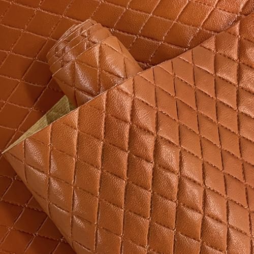 Diamond Quilted Pattern Artificial Faux Leather 11.8x53inch (30x135cm) Super Soft Craft Supplies Synthetic Leather DIY Hair Bows, Handbags and Craft Supplies (Dark Brown) - color: Dark Brown