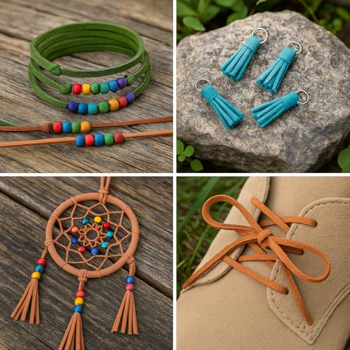 Mandala Crafts 5mm Dark Pink Faux Suede Vegan Leather, Jewelry Making | 50 Yards Durable Flat Leather Strings, Laces & Strips for Bracelets, Necklaces, Braiding, Dream Catchers Supplies & Chokers - color: Dark Pink, size: 5mm 50 Yards