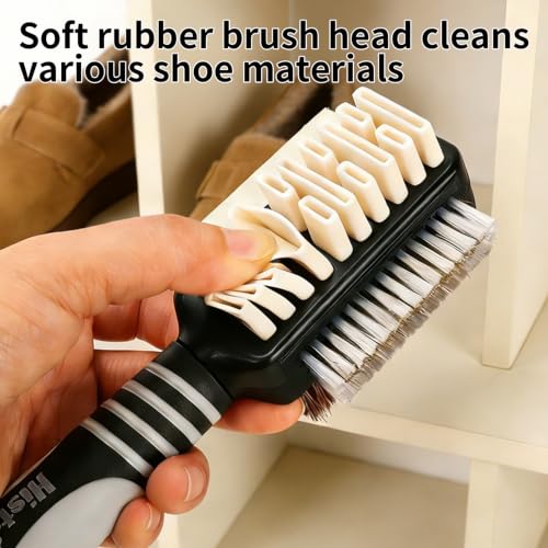 Suede&Nubuck 4-Way Leather Brush Cleaner Suede Brush (Black) | 4-in-1 Suede Brush and Eraser,Horsehair Shoe Brush,Copper Wire Shoe Brush for Suede Nubuck Shoes Boots,Suede Cleaning Brush - color: Black