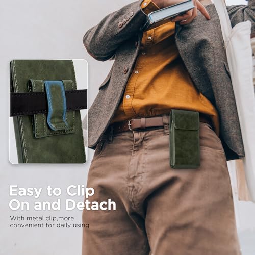 Holster for Galaxy S25 Ultra S24 Ultra S23 Ultra 5G Note 20 Ultra 5G Note 10+ Plus 5G, Premium Leather Pouch with Belt Clip Phone Holster Belt Case, Green -XL - color: Green, size: X-Large