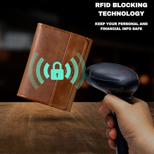 Stealth Mode RFID Blocking Leather Trifold Wallet for Men – Mens Trifold Leather Wallet with Flip Up ID Window, 11 Card Slots, Hidden Pockets, Divided Billfold – Gift Box Included (Brown Crunch) - color: Brown Crunch