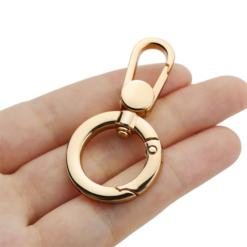 2pcs Double Opening Snap Hooks,Push Gate Snap Hook Metal Swivel Lobster Claw Clasp Purse,Backpack,Bag Strap,Keyring,Phone case (Gold) - color: Gold