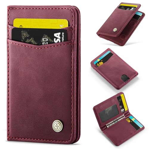 Slim Wallet for Women RFID Blocking Credit Card Holder Bifold Front Pocket Mini Wallet with 8 Card Slots and 2 Cash Pockets, Minimalist PU Leather Small Travel Purse Compact Gift, Burgundy - color: Burgundy
