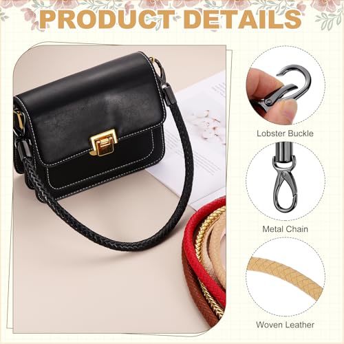 MECCANIXITY Braided Purse Strap, PU Leather Purse Strap Handle Replacement for Handbag Tote Underarm Bag Making - color: Apricot