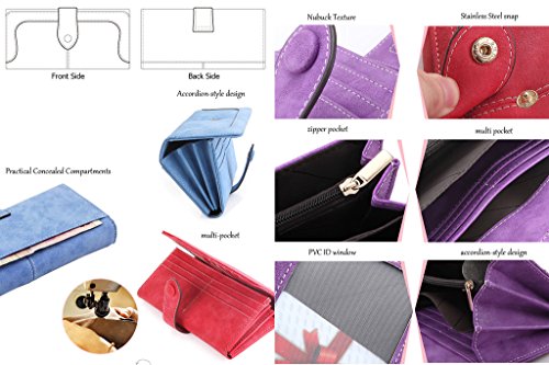 Women's Vegan Leather 17 Card Slots Card Holder Long Big Bifold Wallet - color: Black
