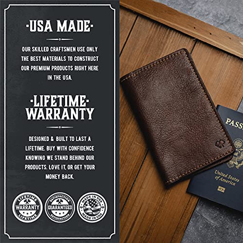 Leather Passport Holder for Men | Made in USA | 3.5" x 5.5" Field Notes Cover | Tobacco Snakebite - color: Tobacco Snakebite
