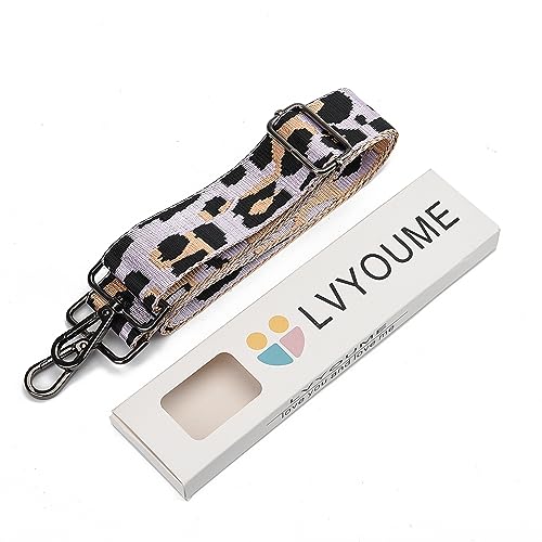 LVYOUME Purse Strap Silver Hardware Wide Bag Straps Replacement Crossbody Adjustable Shoulder Strap for Purses - color: Black Hardware-leopard-purple-c29