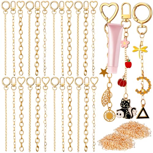 Liliaafar 48 Set Keychain Making Kit Gold Silver Metal Keychain Clips with Key Ring Swivel Snap Hook Lobster Claw Clasps Extender Chain Bulk for DIY Craft Lip Gloss Bag Accessories Gift (Gold) - color: Gold