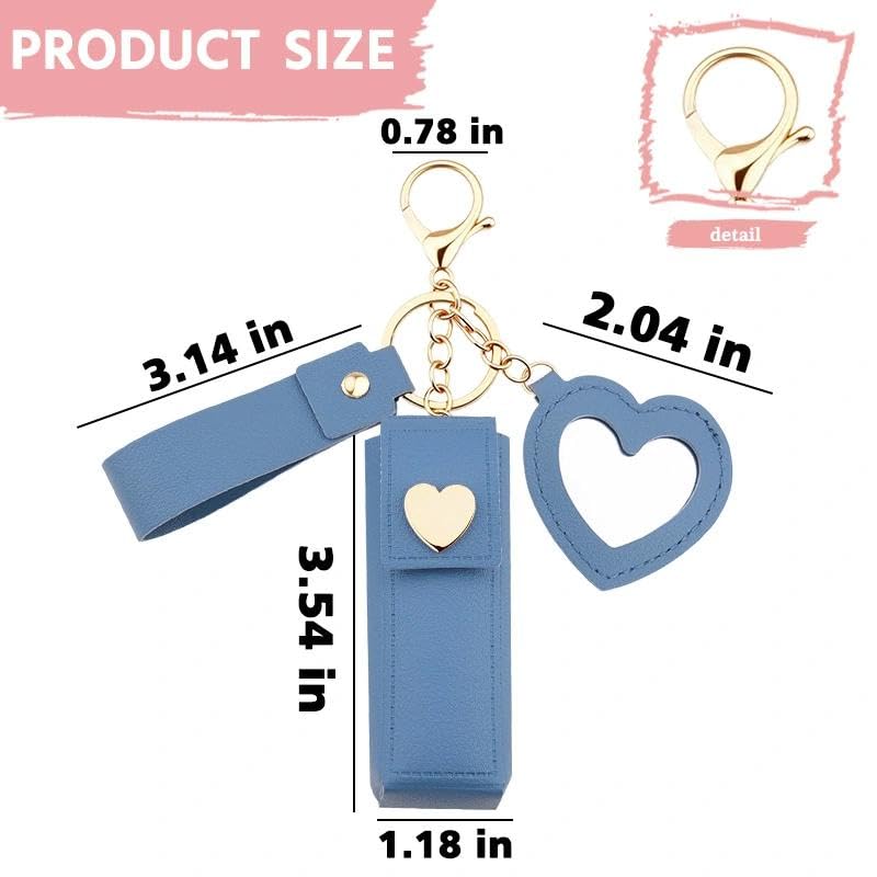 Sisadodo Lip Oil Lipstick Case with Mirror Lip Oil Lipstick Holder Key Chain for Car Keys Keychains Lipstick Organizer Case - color: Blue-