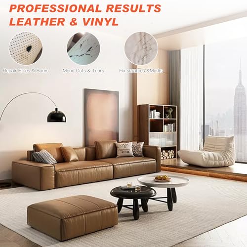 Leather Recoloring Balm Beige, Mink Oil Leather Conditioner & Leather Filler Cream, Leather Repair Kit for Furniture,Vinyl Repair Kit Restore Couches, Car Seats, Purse, Scratch, Peeling, Burn Holes - color: Beige