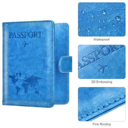 Eoehro Passport Holder for Travel Essentials, Passport Wallet Cover Case for Travel Must Haves Accessories,Passport Book Holders for Women and Men(blue) - color: blue, style: Magnetic Clasp