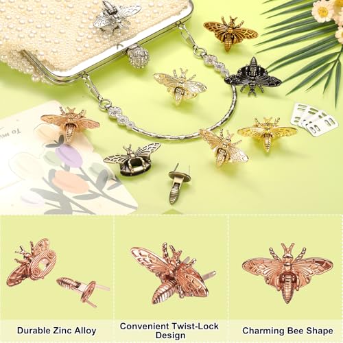 uxcell Bee Turn Lock Clasp, Zinc Alloy Closures Lock Fasteners Purse Twist Clip Clasp for Handbag Leather Bag Making - color: Rose Gold
