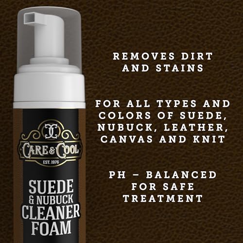 Care & Cool Suede & Nubuck Foam Cleaner Kit, Hog Brush, Eraser & Cloth | Penetrates Pores to Lift Dirt & Grime, Preserves Natural Look & Texture, No Harsh Chemicals, For Leather, Canvas & Knitwear - style: Foam Cleaner