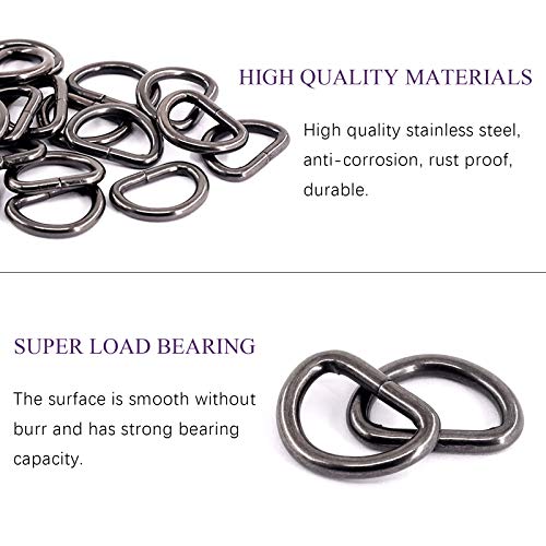 Swpeet 150Pcs 3/4 Inch - 20mm Black Multi-Purpose Metal D Ring Semi-Circular D Ring for Hardware Bags Ring Hand DIY Accessories (Gun-Black, 3/4 Inch) - color: Gun-black, size: 3/4 inch