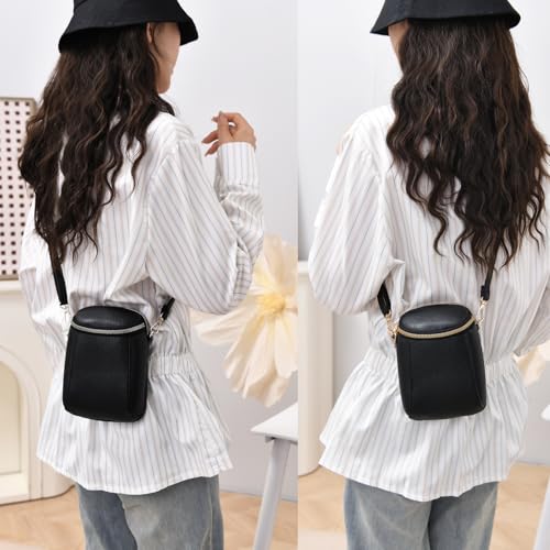 Cell Phone Purse Small Crossbody Bag for Women Leather Stylish Mini Shoulder Bag Wallet Pouch Lightweight Pockets Handbags - color: Black and Gold