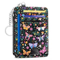 Kelvoris Credit Card Holder Small Wallet Women, Slim RFID, Butterflies | Keychain, Zipper Coin Pocket, Front Pocket Thin Travel Card Case, Minimalist, 6 Card Slots, 1 ID Window, Ladies Gifts Woman - color: Butterfly