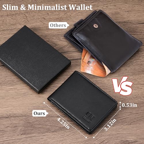 Gostwo RFID Blocking Bifold Wallet for Teen Boys & Men, Credit Card Holder - color: Black Dark