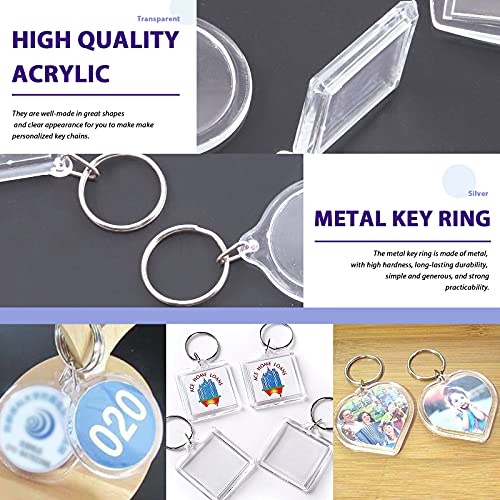 Swpeet 40Pcs Pendant Picture Frame Keyrings, Make Your Own Keyring Kit, Keychain Central Photo Frame Pendant for Kids to Assemble and Attach to Key Rings and Bags