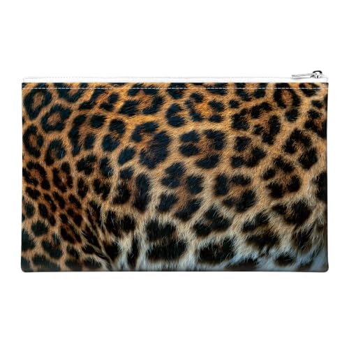 Money Bag with Zipper, Cute PU Leather Cash Bags, Portable Bank Bag Money Pouch for Cash, Coins, Checks, Receipts, Invoices Cosmetics Tools, Deposit Bag for Office Travel, Close Up Leopard - color: Close Up Leopard