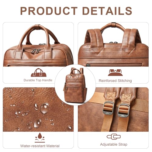 Laptop Backpack for Women 15.6 inch Travel Leather Backpack Purse Work Computer Backpacks for Business College Brown - color: Brown