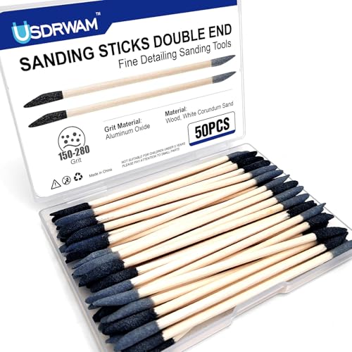 50PCS Double-End Sanding Sticks, 150/280 Grit, 5.5" x 0.2" | Slim profile for detail work and hard-to-reach areas