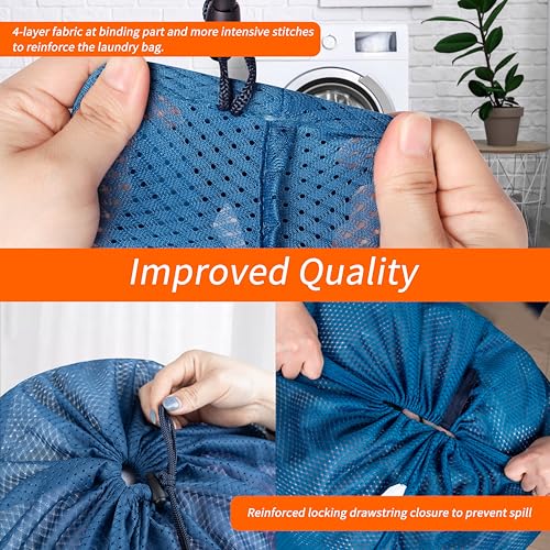 Polecasa Heavy Duty Diamond Mesh Laundry Bag, 24x36", Blue | Extra Large Laundry Hamper Bag, Holds 2-3 Loads, Tear Resistant Mesh, Breathable Design, Drawstring Closure - color: Blue, size: 24"x36" |1 Pack