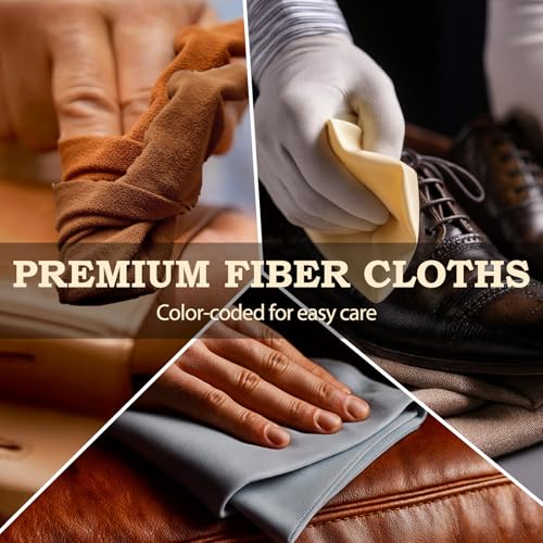 Feilove Shoe Polish Kit 8PCS – Premium Black, Brown & Neutral Polish, Horsehair Brush, 3 Cloths & Compact Pouch for Leather Shoe Care, Waterproof for Boots and Shoes, Office and Travel