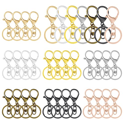 35pcs Lobster Claw Clasps Keychain for Jewelry Making,Metal Lobster Clasp Swivel Trigger Clips with Swivel Clasps Hook Clips for DIY Craft Jewelry Making(7 Colors) - color: Gold,Silver,18K Gold,White K,Bronze,Gun Black,Rose Gold