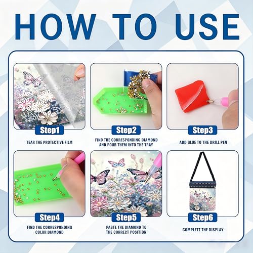 DDGYP Butterfly Purse Diamond Painting Crossbody Bag，1PC | Diamond Art Kits for Adults Women, PU Leather Art Bag, DIY Craft Kits for Adults, Ideal Gift for Handmade Lovers - color: Butterfly Flower 5