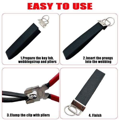 Fob Hardware Set, 1 Inch, with Installation Pliers Tool, for Wristlet Keychain, Key Lanyard - color: 50 Pcs