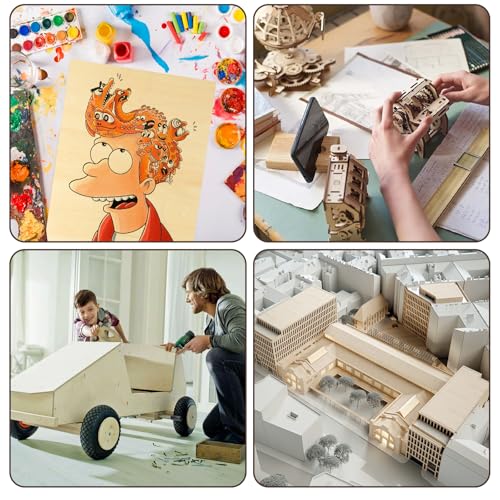 8 Pack Basswood Sheets for Crafts - 12 x 16 x 1/4 Inch 6mm Thin Plywood Sheets Unfinished Bass Wood Boards for Arts and Crafts, Painting, Pyrography, Wood Engraving, Wood Burning, Architectural Models