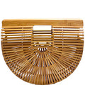 Miuco Womens Bamboo Handbag Handmade Large Tote Bag Straw Beach Bags | Beach Purse Size - size: Small