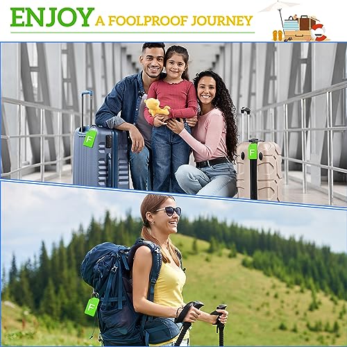 Sweetude 8 Pcs Luggage Tags Silicone Steel Loop, Letter F, Green - size: Letter F, style: Green
