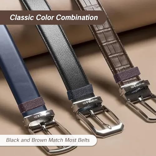 7 Pcs Belt Loop Keepers Black and Brown Leather Loops for Men Women Strap Retainers Sew-on Clip Holders for 1.1" to 1.57" Belts Includes 4mm Puncher Repair Customization