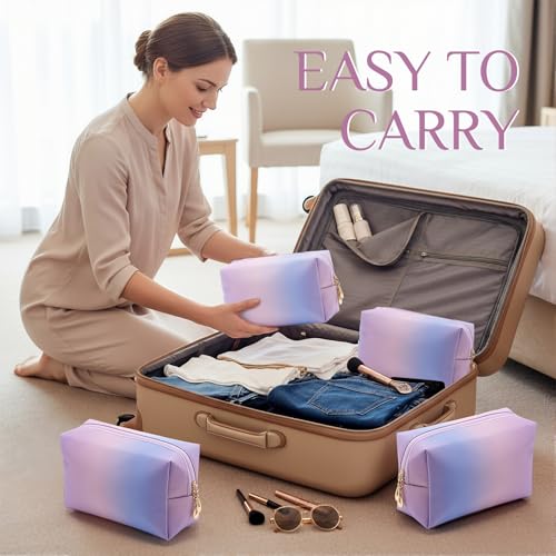 Sanwuta 9 Pcs Makeup Bags Bulk Toiletry Case,Laser Purple - color: Laser Purple