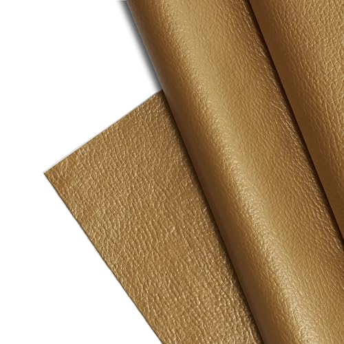 Textured Faux Leather Fabric, Smooth Pebble Grain Vinyl Sheets, Embossed Material, Upholstery, Fashion Apparel, Automotive, DIY and Crafting Pleather - Individual 1 Yard Cut 36"x54" (Gold) - color: Gold, size: 1 Yard