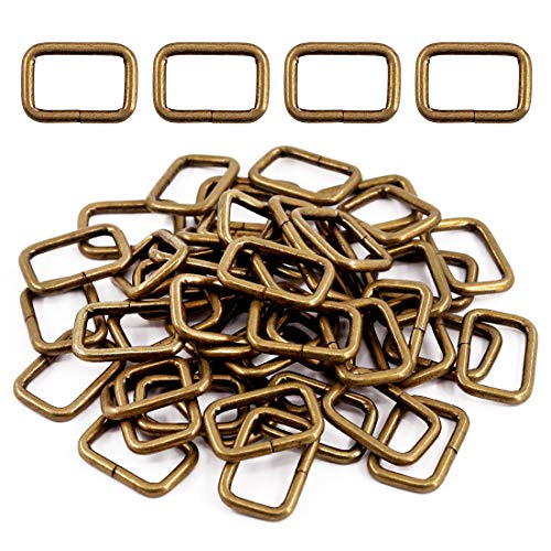 Swpeet 60Pcs 1 Inch / 25mm Heavy Duty Metal Ring Buckle Webbing Belts - color: Bronze, style: Metal Rectangle Ring
