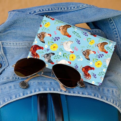 PU Leather Passport Holder Cover 5.9×4.3 Inch with Credit Card Slot Boarding Pass Slot Combo Blocking Passport Holder Wallet Cover Case for Travel Boarding Essentials(Farmyard Chicken) - color: Farmyard Chicken