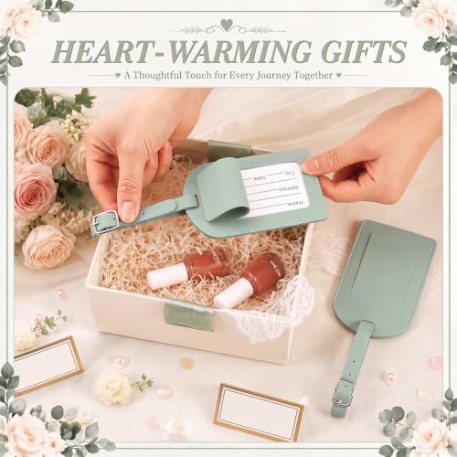 Hillban 50Pcs Leather Luggage Tags for Suitcase,Wedding Favors - color: Light Green
