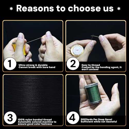Selric 300Yards Extra Strong Bonded Nylon Thread for Leather Sewing-Jeans Yellow - color: Jeans Yellow